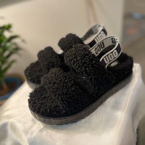 UGG Black Oh Fluffita Slipers NWOT